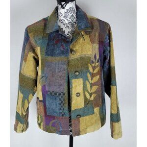 Vintage Gotcha Patchwork Jacket Women’s Medium Button Up Multicolor Floral
